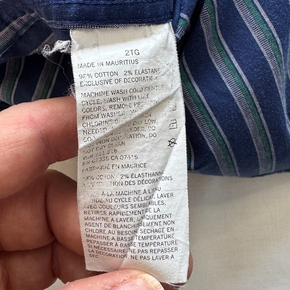 Nautica Men's Long Sleeve Button Up‎ Stripe Shirt Blue/Green 2XL Office Casual - Picture 7 of 14